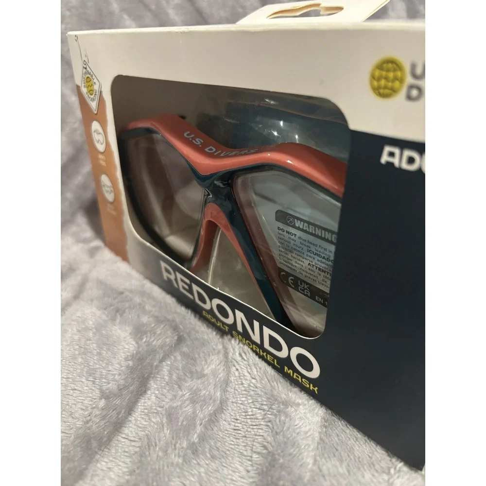 U.S. Divers Redondo DX Adult Snorkel Mask Navy‎ Coral Anti Fog Easy Adjust